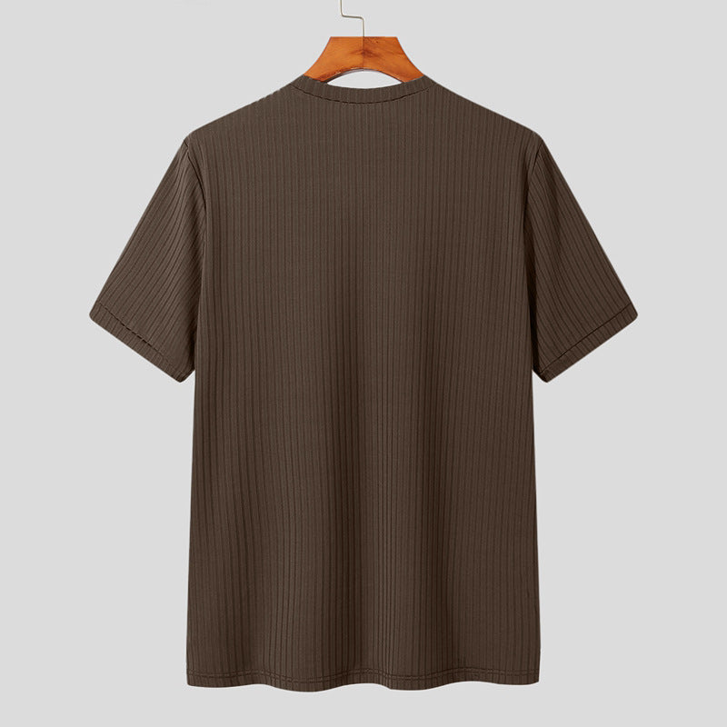 Men's Solid Color Simple Style Round Neck Short Sleeve Loose Men's T-shirt