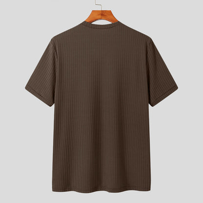 Men's Solid Color Simple Style Round Neck Short Sleeve Loose Men's T-shirt