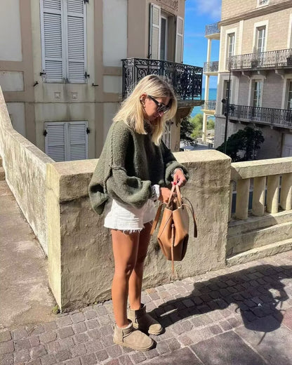 Women's Sweater Long Sleeve Sweaters & Cardigans Elegant Simple Style Solid Color