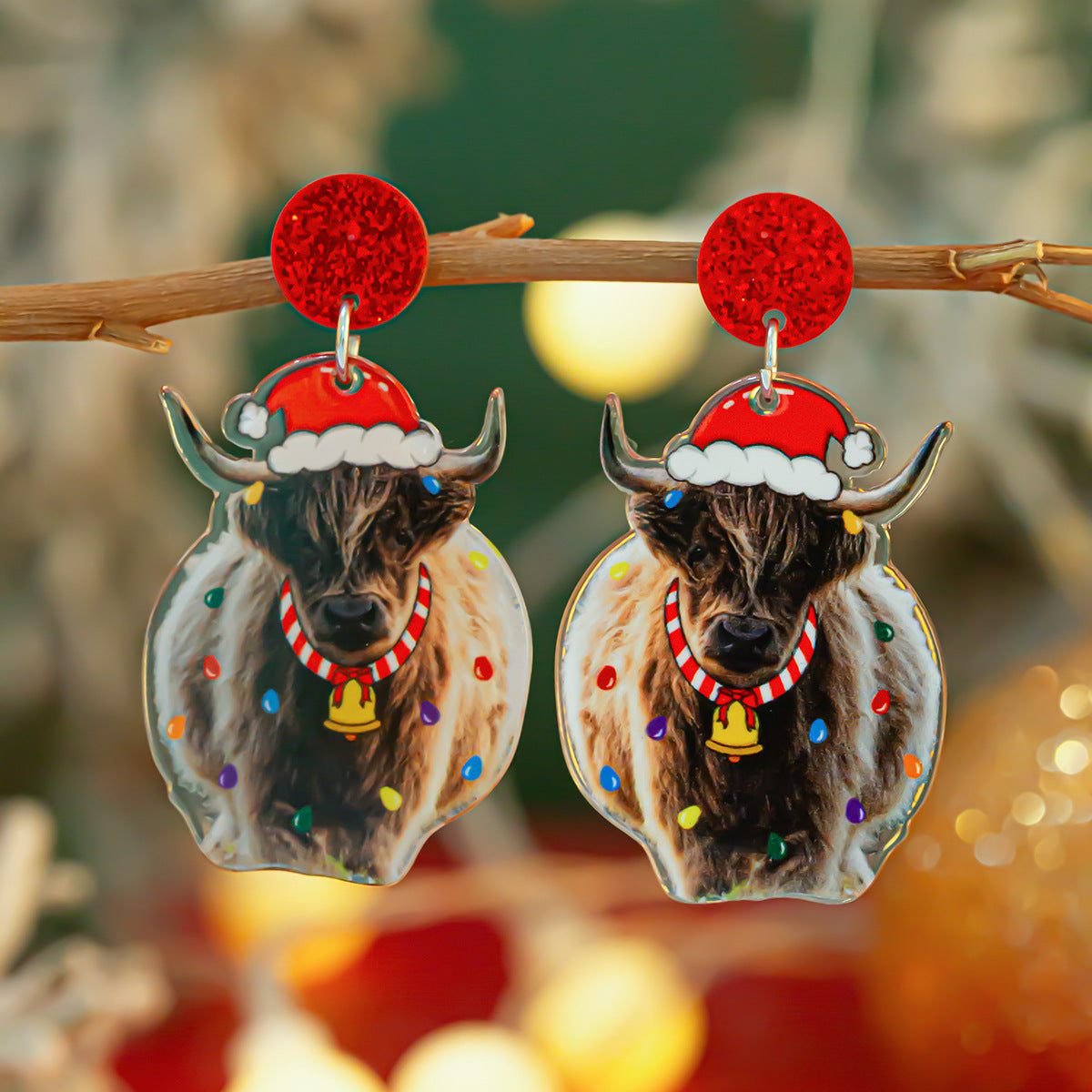 1 Pair Cute Vacation Christmas Hat Christmas Tree Elk Plating Arylic Earrings