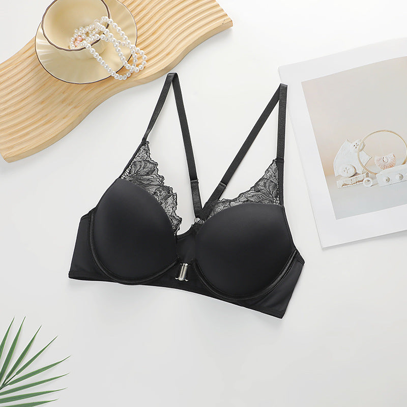 Solid Color Sexy Gather Comfort Bra&Panty Set