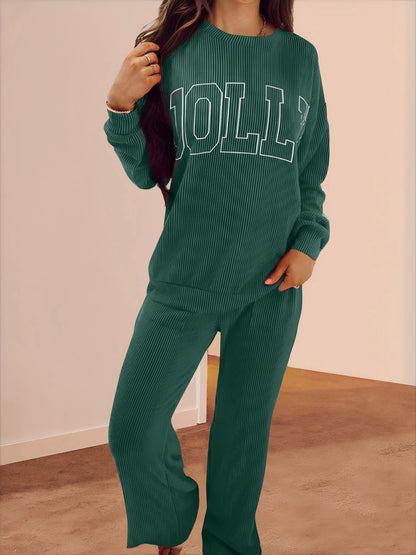 Daily Women's Casual Letter Spandex Polyester Stripe Pants Sets Pants Sets