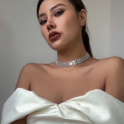 Glam Exaggerated Geometric Water Droplets Rhinestones Rhinestone Iron Tennis Chain Choker