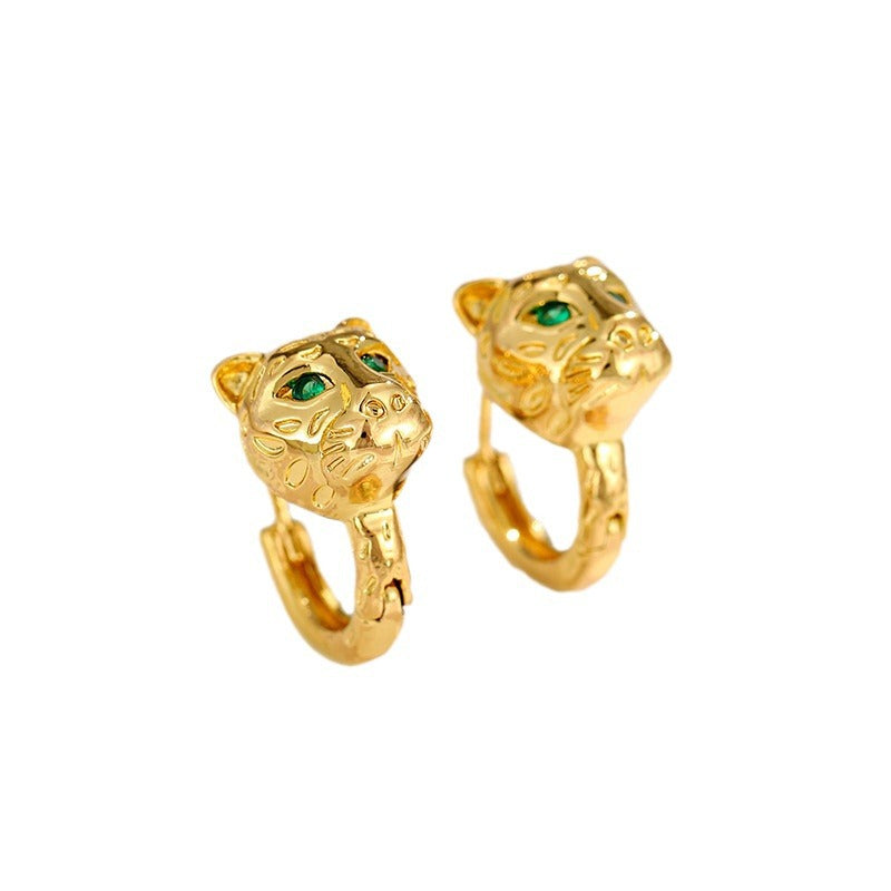 Leopard Head Zircon Stud Earrings