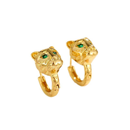 Leopard Head Zircon Stud Earrings