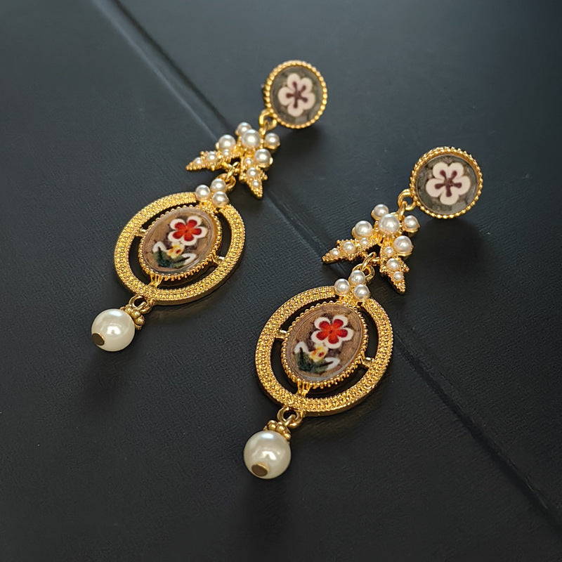 Bohemian Pearl Vintage Stud Earrings with S925 Posts