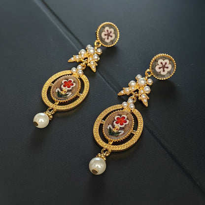 Bohemian Pearl Vintage Stud Earrings with S925 Posts