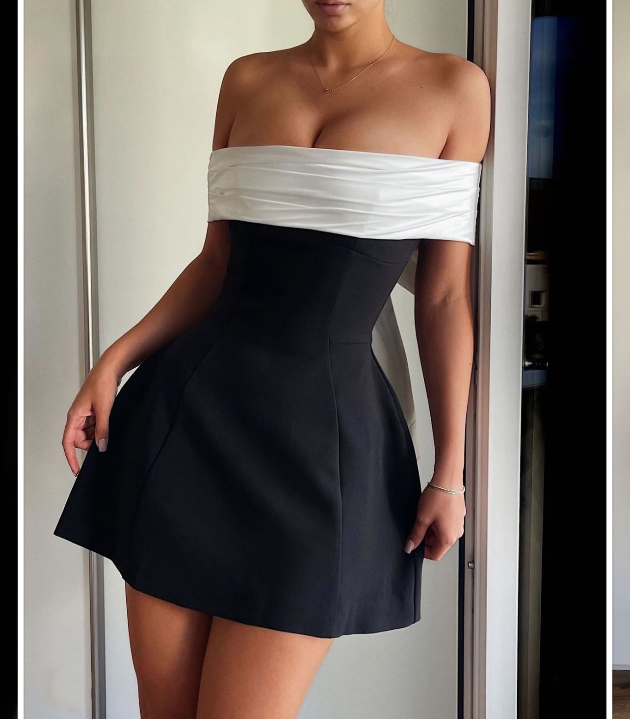 Women's Sheath Dress Streetwear Strapless Contrast Binding Sleeveless Contrast Collar Above Knee Holiday Daily