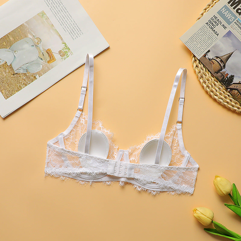 Solid Color Lace Bras Sexy Push Up Side Breast Reduction Bra