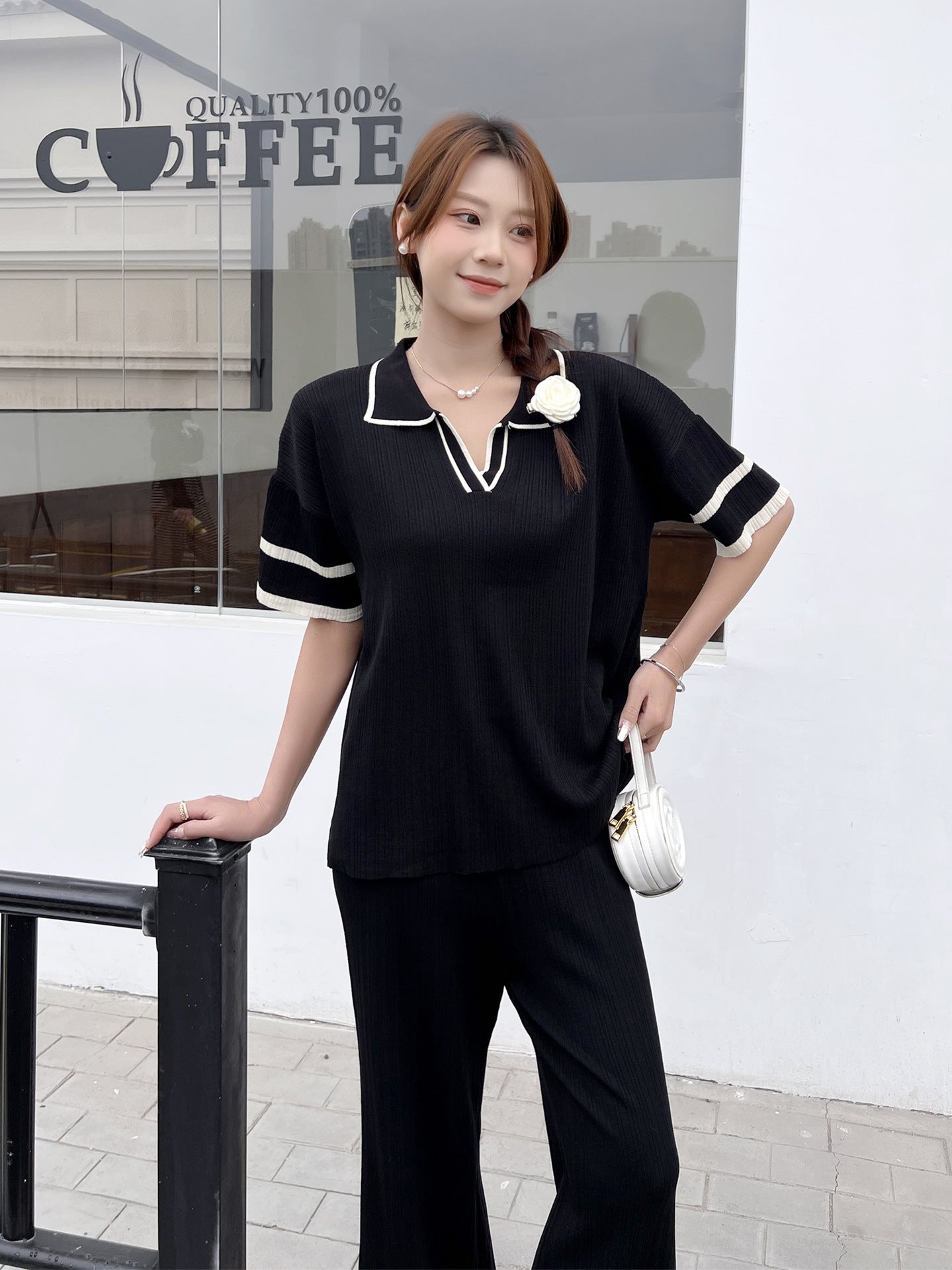 Daily Women's Casual Elegant Stripe Viscose fiber Pants Sets Pants Sets