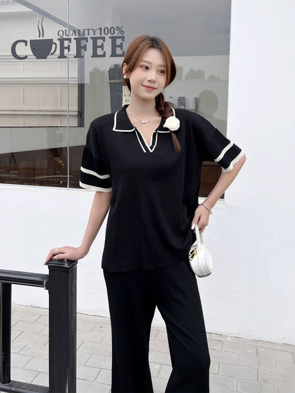Daily Women's Casual Elegant Stripe Viscose fiber Pants Sets Pants Sets