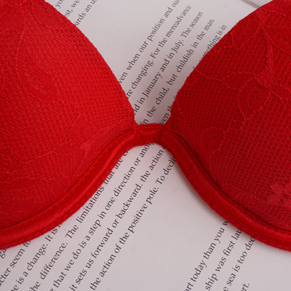 Solid Color Sexy Back Beauty Gather Bra&Panty Set