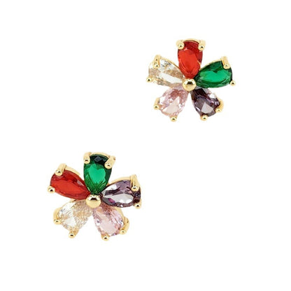 Colorful Zircon Star Stud Earrings with S925 Posts