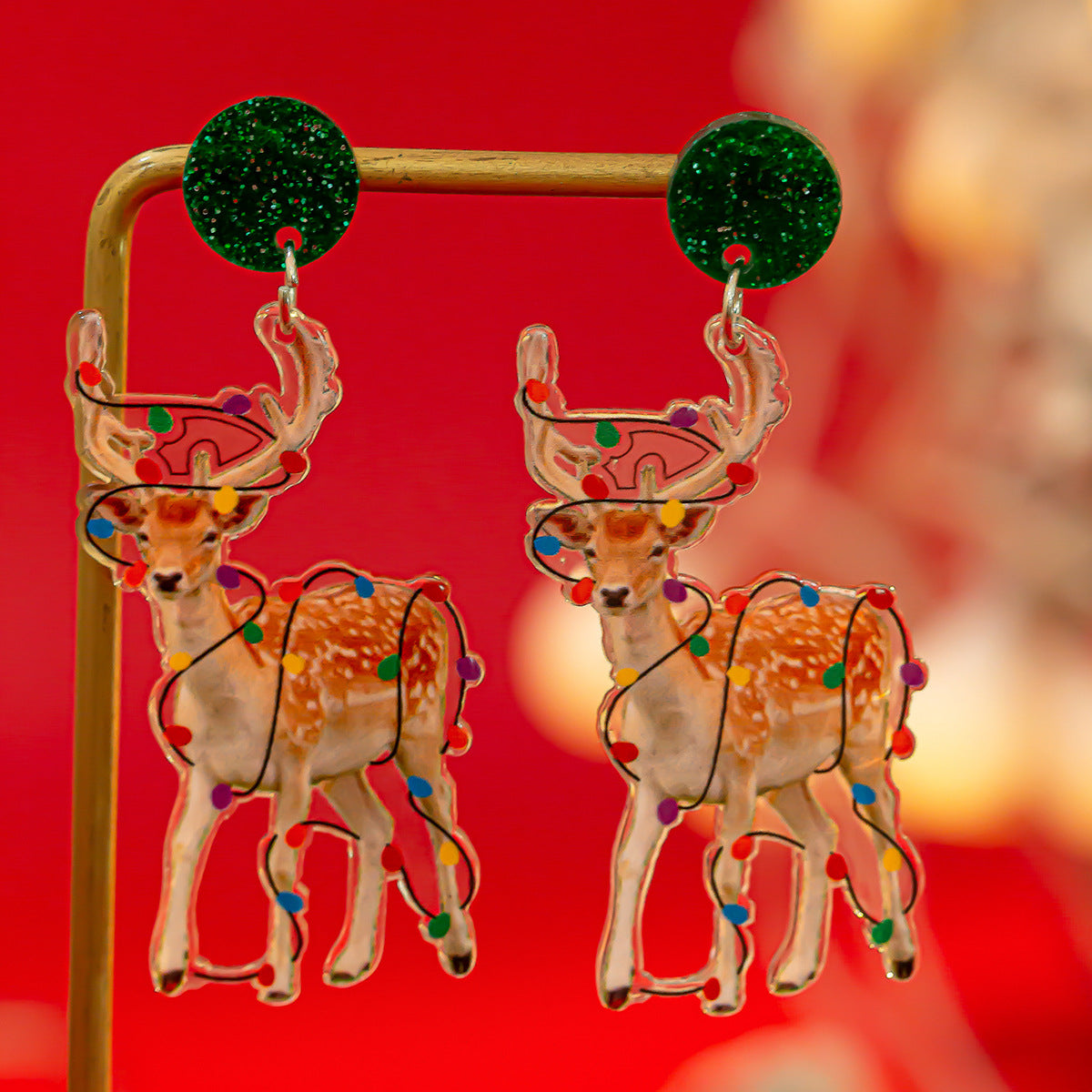 1 Pair Cute Vacation Christmas Hat Christmas Tree Elk Plating Arylic Earrings
