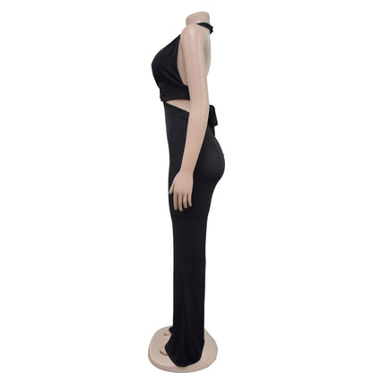 Women's Holiday Banquet Sexy Solid Color Full Length Jumpsuits