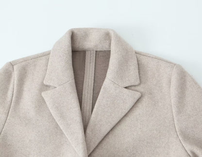 Women's Vacation Simple Style Solid Color Woolen Coat Woolen Coat