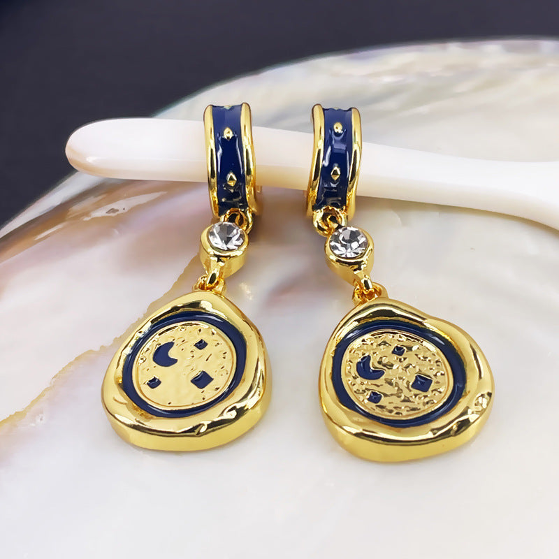 Blue Starry Night Stud Earrings with S925 Posts