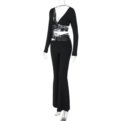 Party Women's Sexy Solid Color Spandex Polyester Pants Sets Pants Sets