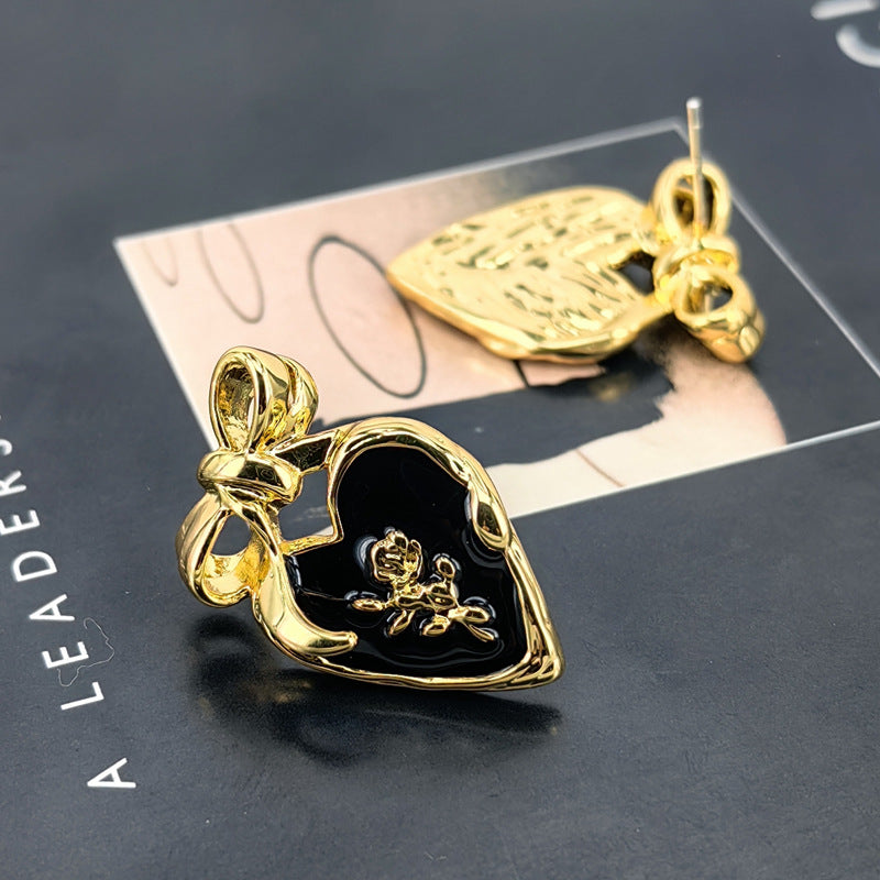 Enamel Bow Stud Earrings with S925 Posts