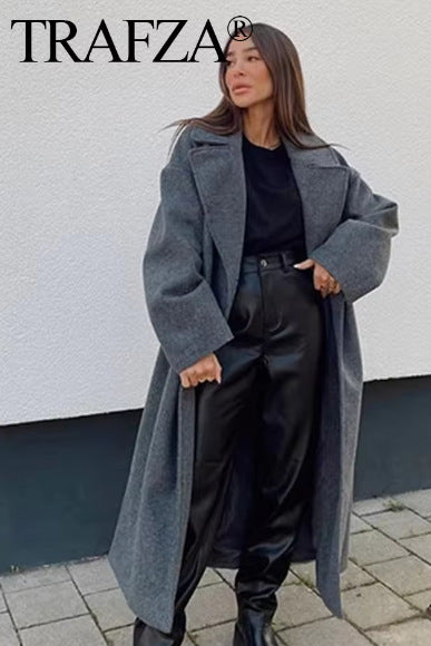 Women's Elegant Solid Color Double Breasted Coat