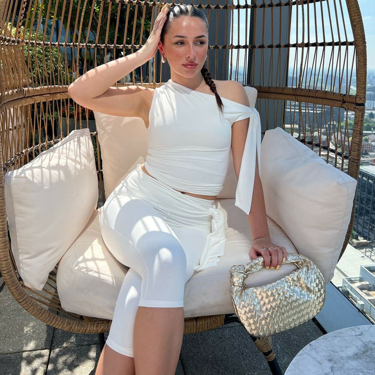 Banquet Daily Women's Casual Elegant Solid Color Spandex Polyester Pants Sets Shorts Sets