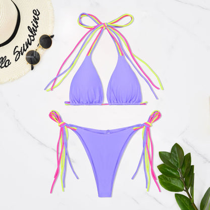 Women's Solid Color 2 Pieces Set Bikinis Swimwear