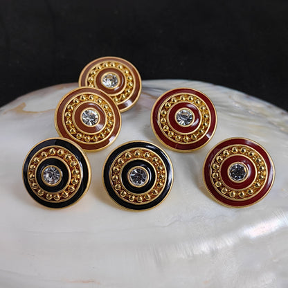 Vintage Enamel Stud Earrings with S925 Posts