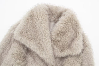 Women's Elegant Solid Color Coat Faux Fur Coat