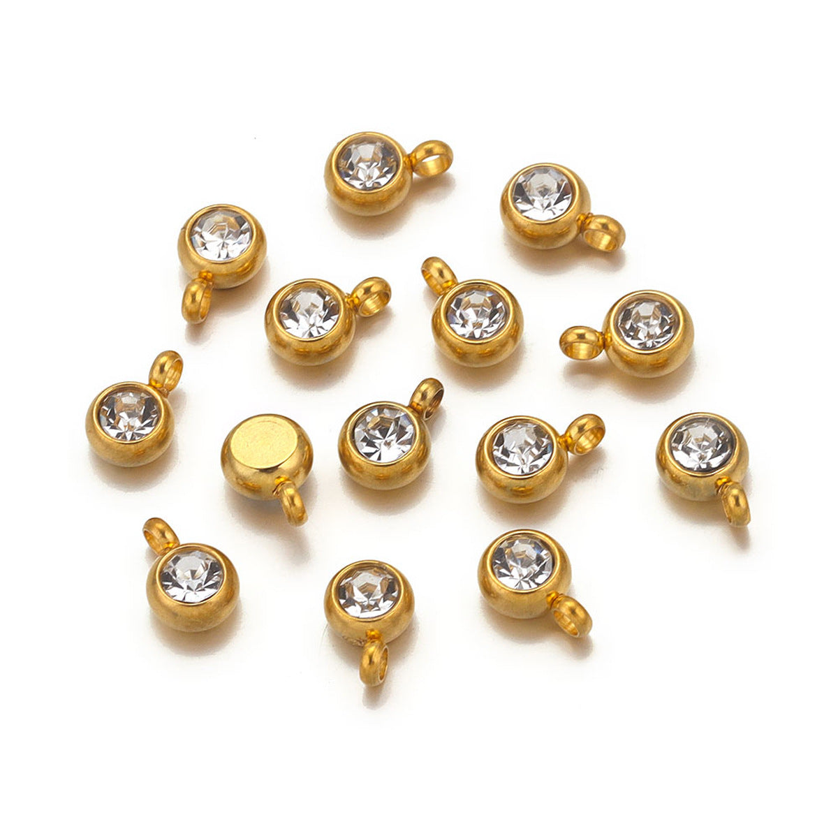 20 PCS/Package Diameter 6 mm 304 Stainless Steel Geometric Pendant Jewelry Accessories