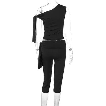 Banquet Daily Women's Casual Elegant Solid Color Spandex Polyester Pants Sets Shorts Sets