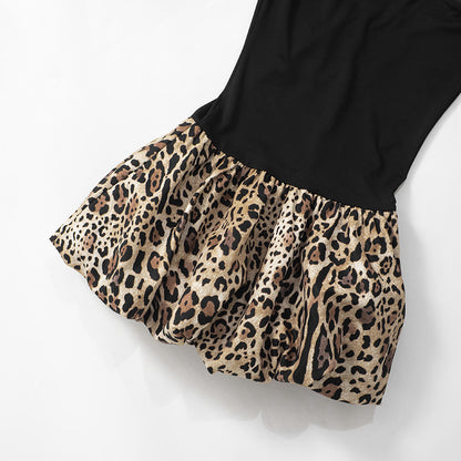 Women's Sheath Dress Streetwear Strapless Backless Sleeveless Leopard Above Knee Holiday