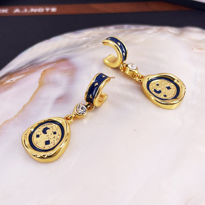 Blue Starry Night Stud Earrings with S925 Posts