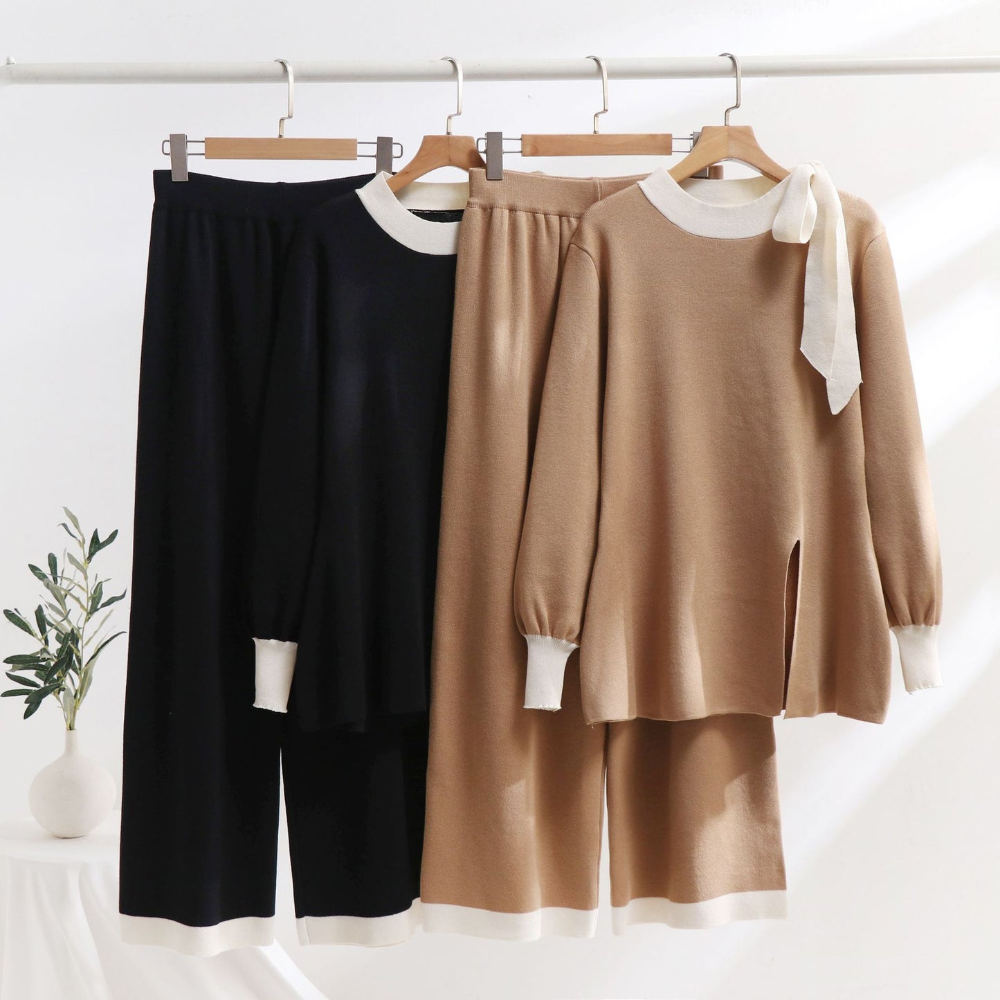 Holiday Women's Simple Style Solid Color Cotton Pants Sets Pants Sets