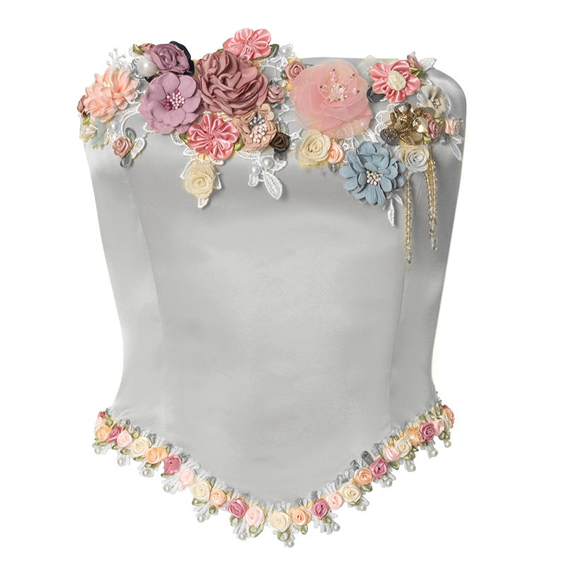 Women's Wrap Crop Top Sleeveless Tank Tops Streetwear Flower