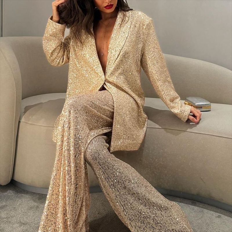Business Women's Elegant Solid Color Polyester Pants Sets Pants Sets