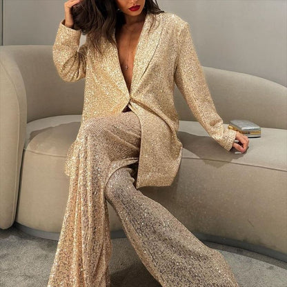 Business Women's Elegant Solid Color Polyester Pants Sets Pants Sets