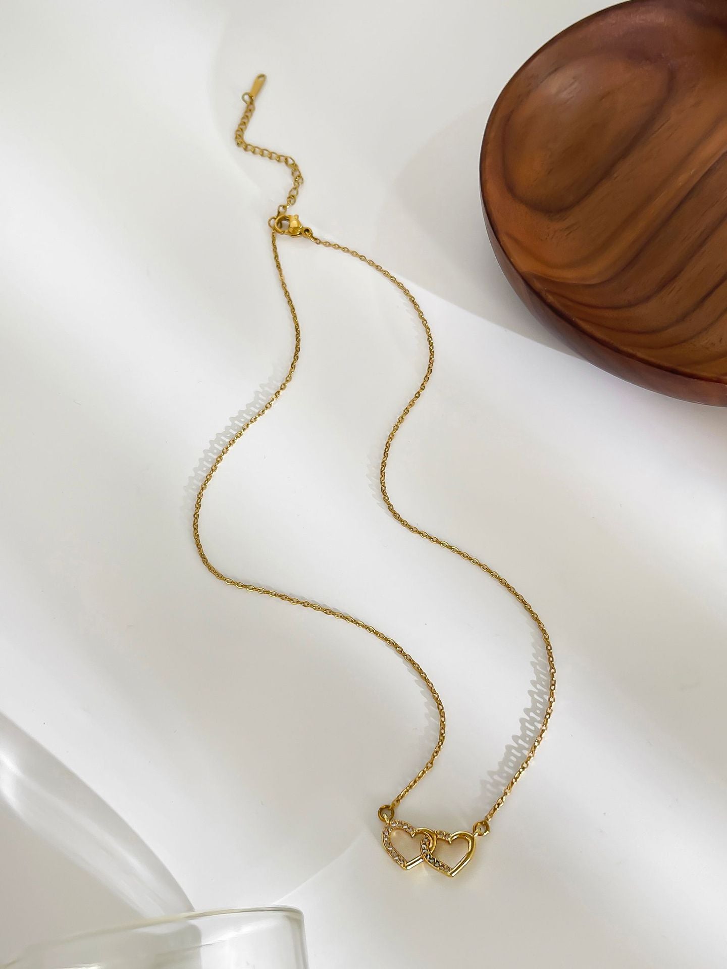 Jewelry Simple Style Heart Shape 316L Stainless Steel  18K Gold Plated Pendant Necklace