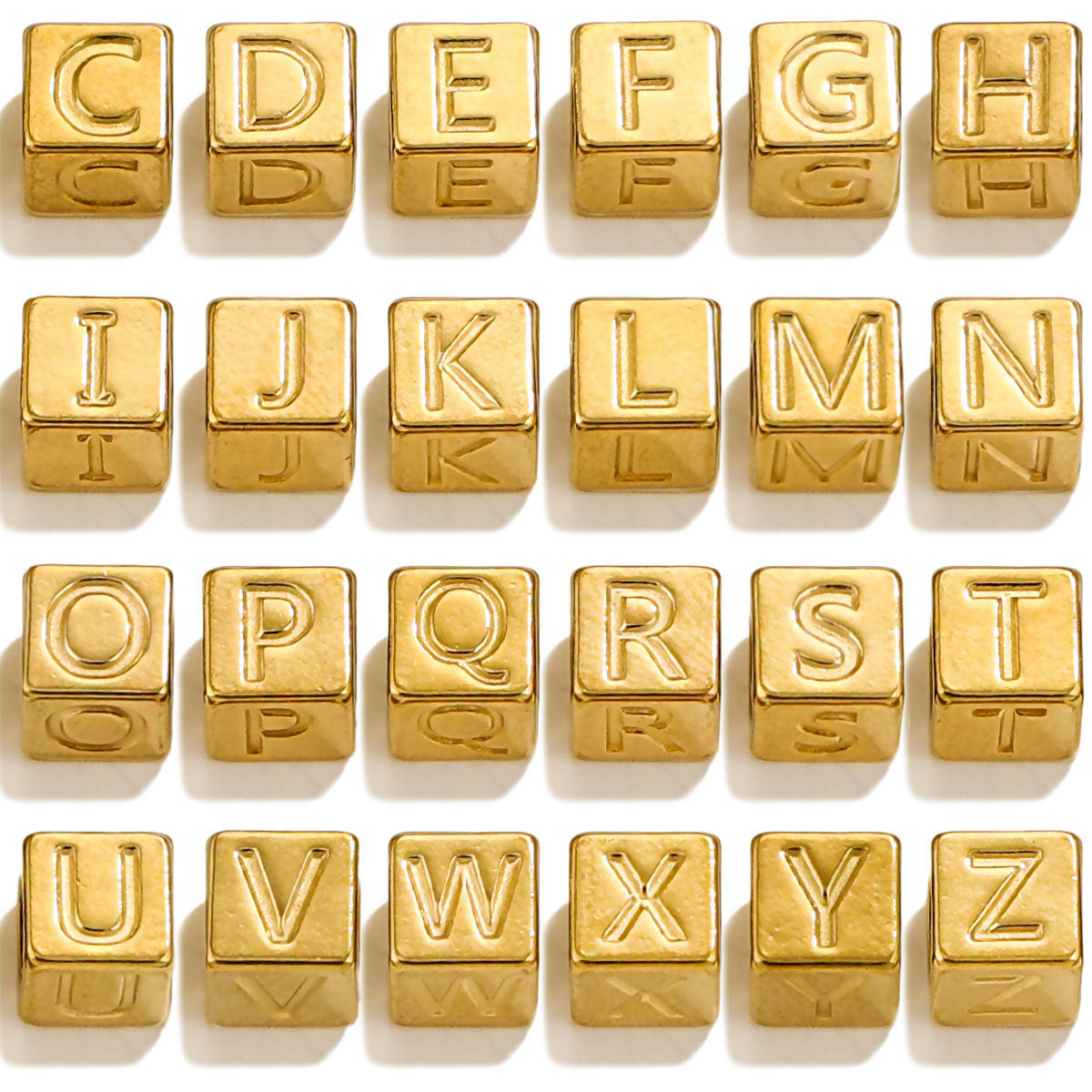 10 PCS/Package 7*7MM Hole 5~5.9mm Titanium Steel Gold Plated Letter Square Jewelry Accessories