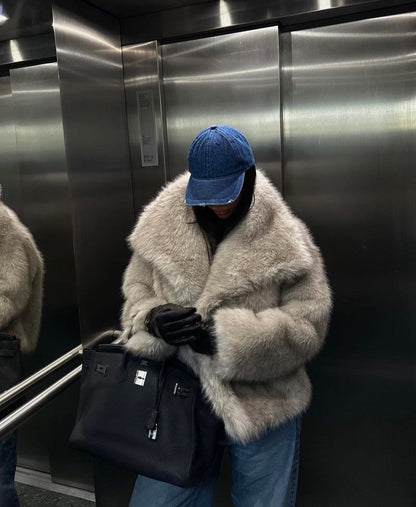 Women's Elegant Solid Color Coat Faux Fur Coat