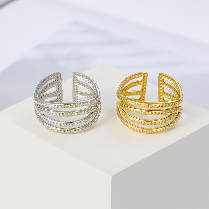 Jewelry Elegant Leaves Flower Titanium Steel Open Rings