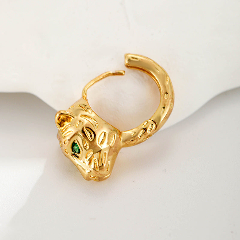 Leopard Head Zircon Stud Earrings