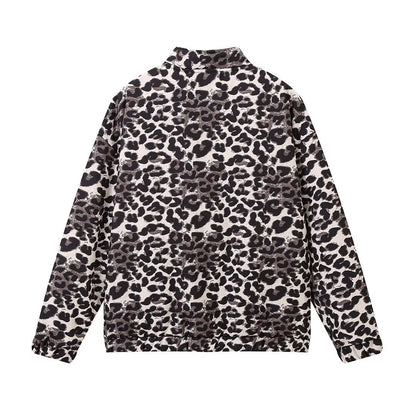 Women's Casual Leopard Zipper Coat