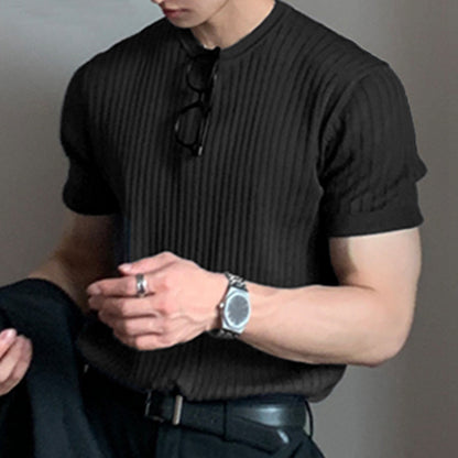 Men's Solid Color Simple Style Round Neck Short Sleeve Loose Men's T-shirt