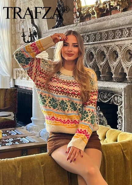 Women's Sweater Long Sleeve Sweaters & Cardigans Streetwear Flower