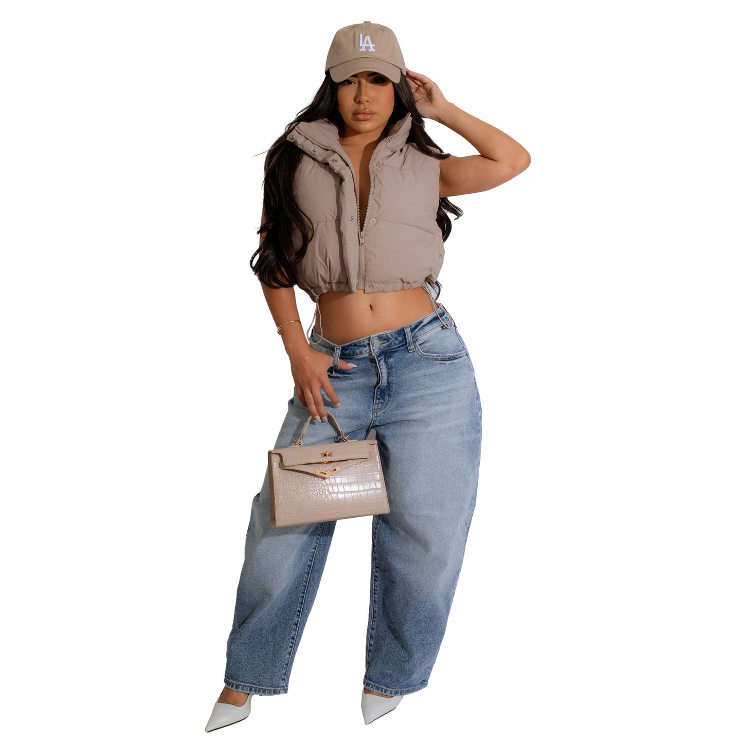 Women's Casual Solid Color Zipper Vest