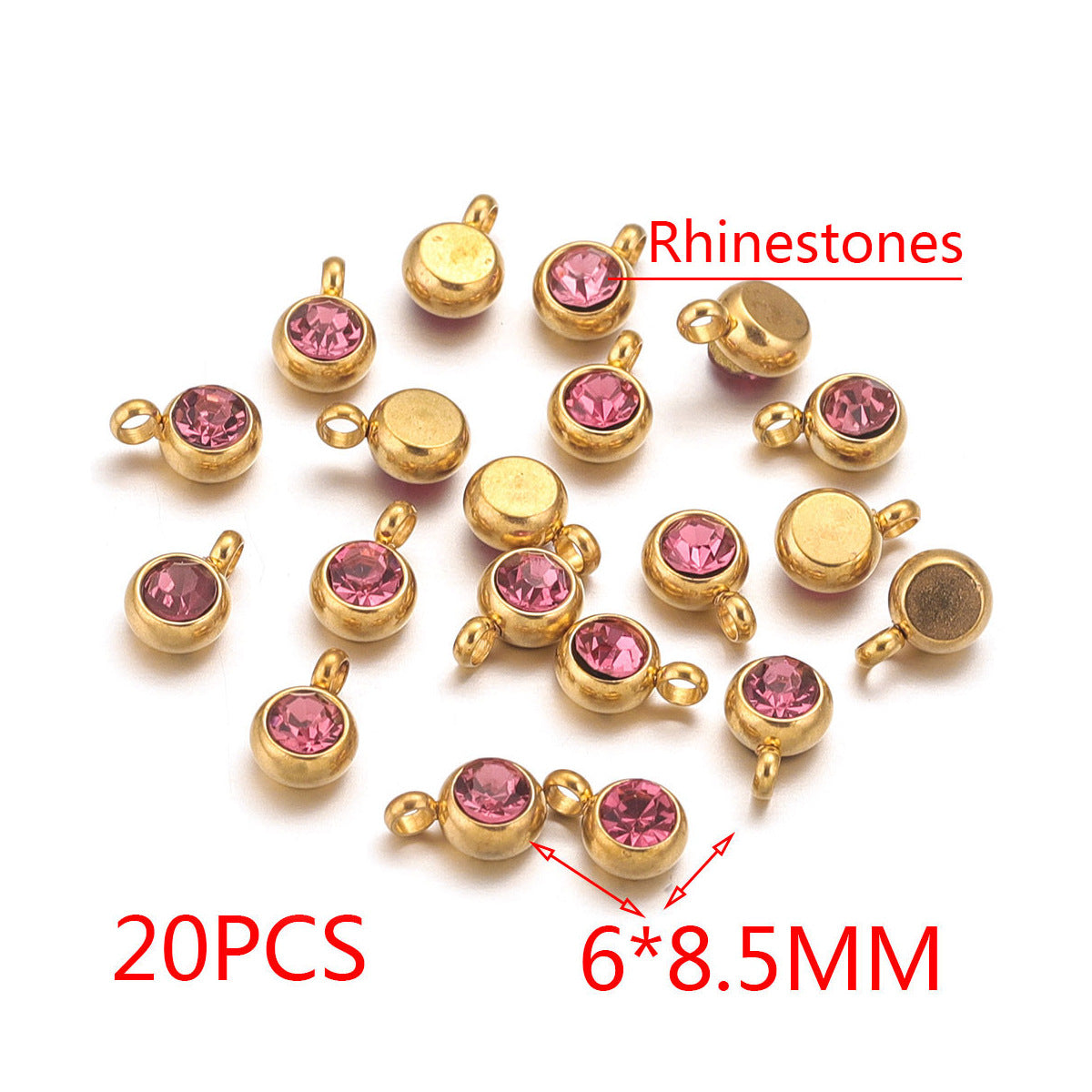 20 PCS/Package Diameter 6 mm 304 Stainless Steel Geometric Pendant Jewelry Accessories