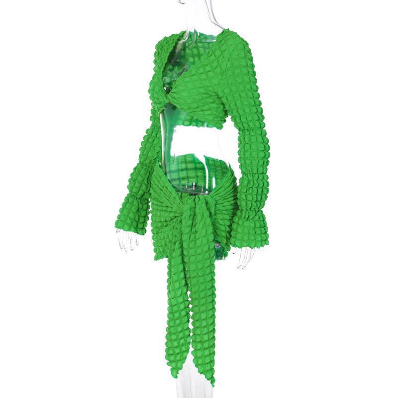 Beach Women's Sexy Solid Color Spandex Polyester Asymmetrical Skirt Sets Skirt Sets