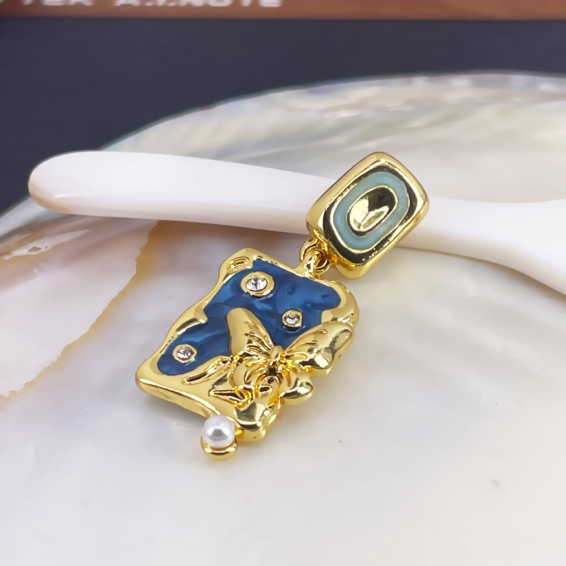 Asymmetric Enamel Butterfly Stud Earrings with S925 Posts