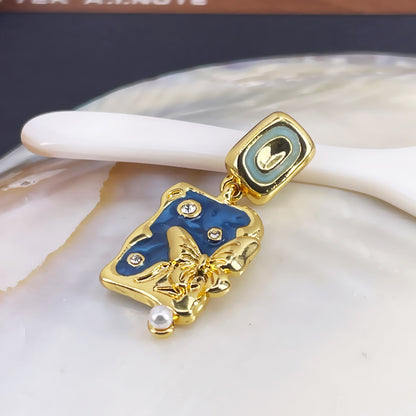 Asymmetric Enamel Butterfly Stud Earrings with S925 Posts
