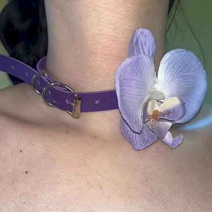 Sweet Simple Style Flower Pu Leather  Choker